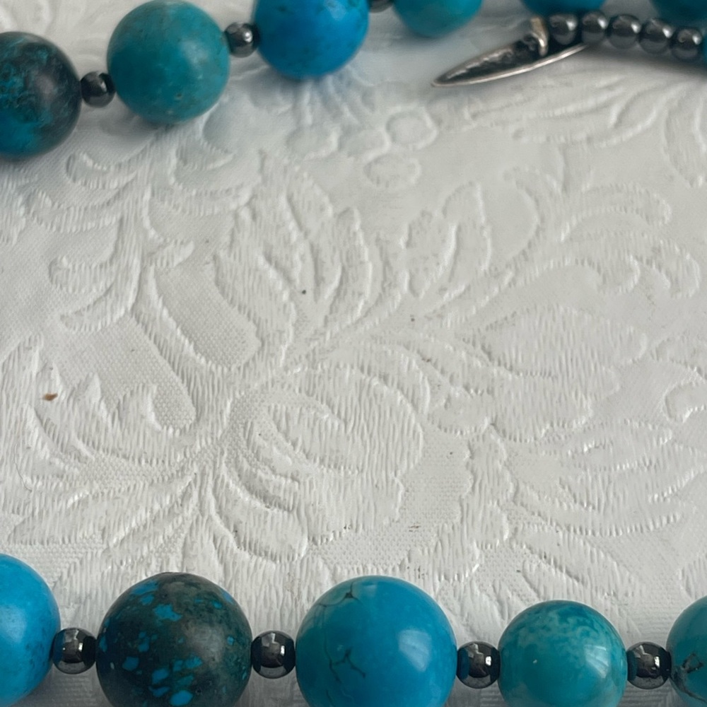 Vintage Persian Turquoise Graduated Bead Strand 22” Necklace Pendant Marked 96g - Picture 9 of 16